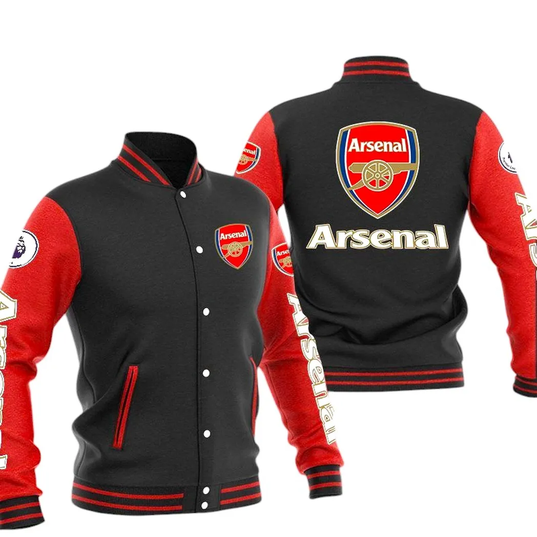 Arsenal  EPL Baseball Jacket SPO1320012, Gift For Fan Arsenal  - Red Black