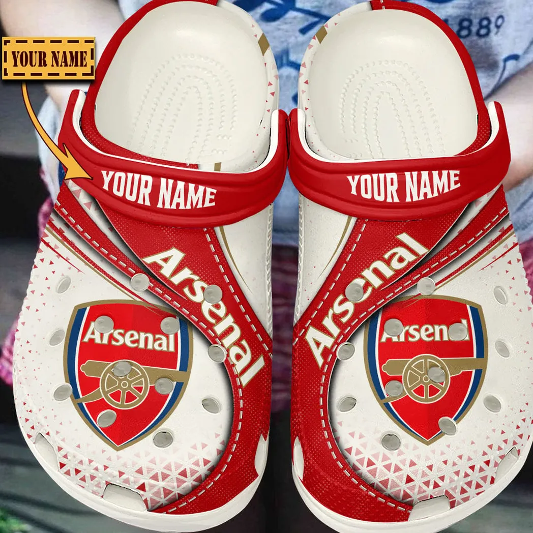 Arsenal EPL Crocs SPO2120008, Gift For Fan Arsenal - White
