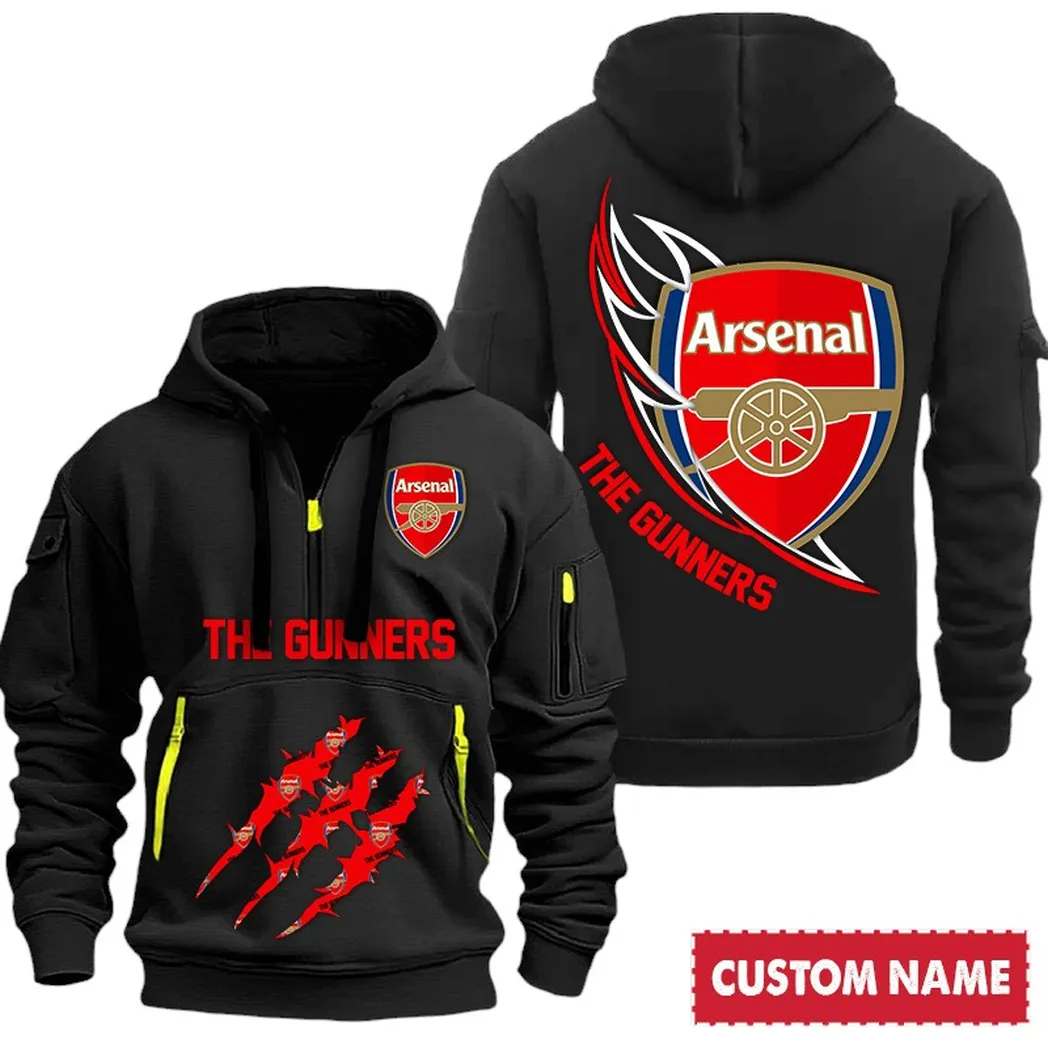 Arsenal EPL Hoodie Half Zipp SPO0120001, Gift For Fan Arsenal - Black
