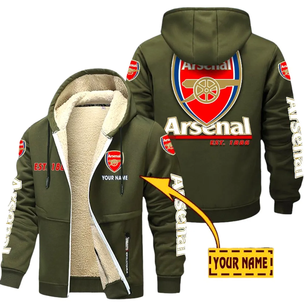 Arsenal EPL Lamb Fleece Thick Coat SPO0520006, Gift For Fan Arsenal - Army Green