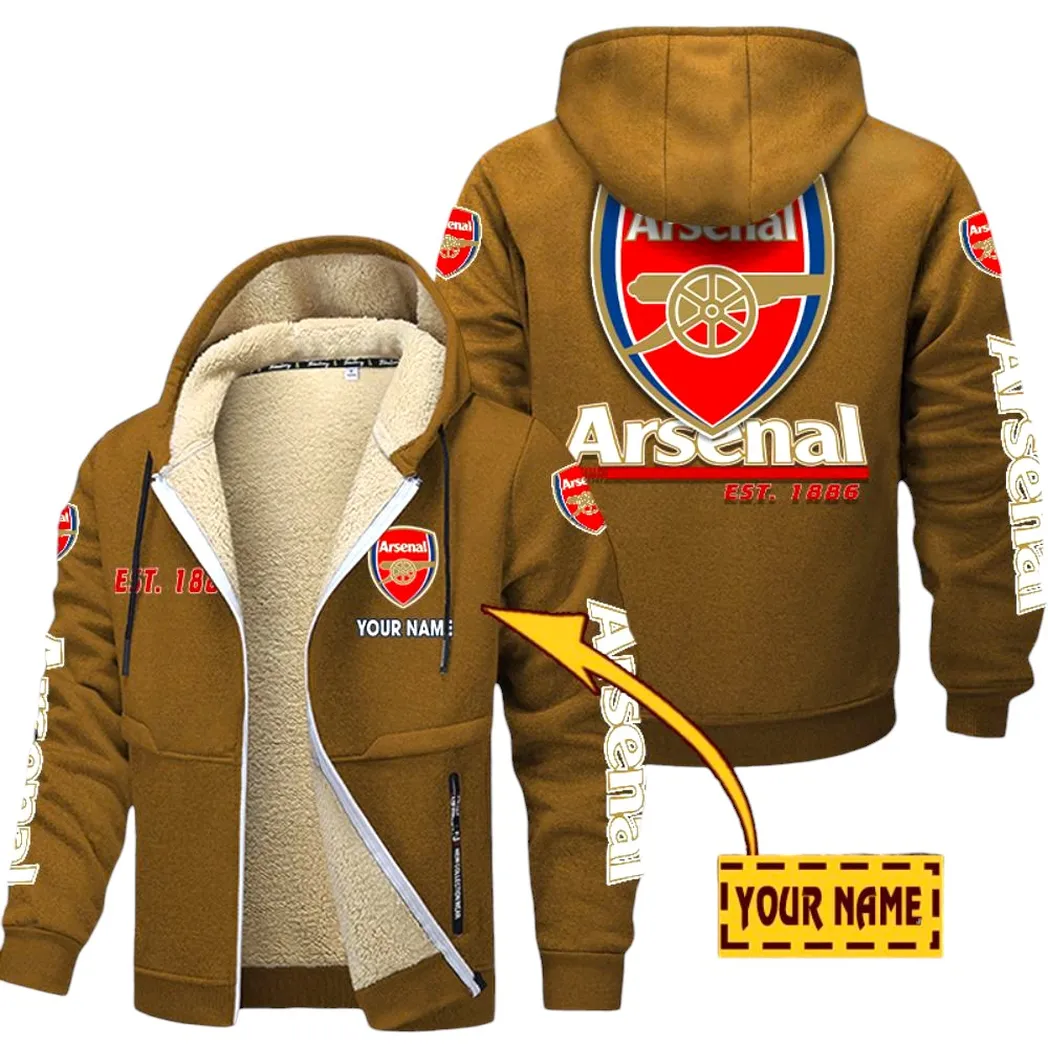 Arsenal EPL Lamb Fleece Thick Coat SPO0520006, Gift For Fan Arsenal - Brown