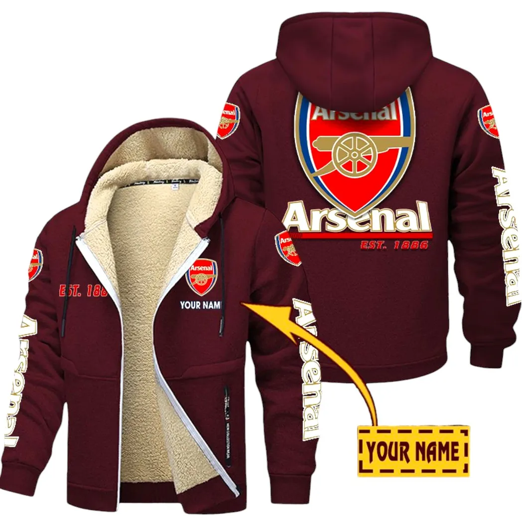 Arsenal EPL Lamb Fleece Thick Coat SPO0520006, Gift For Fan Arsenal - Burgundy
