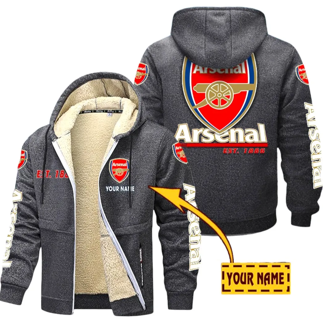 Arsenal EPL Lamb Fleece Thick Coat SPO0520006, Gift For Fan Arsenal - Dark Gray