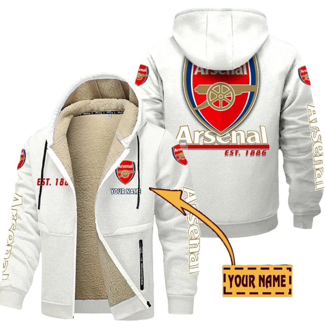 Arsenal EPL Lamb Fleece Thick Coat SPO0520006, Gift For Fan Arsenal - White