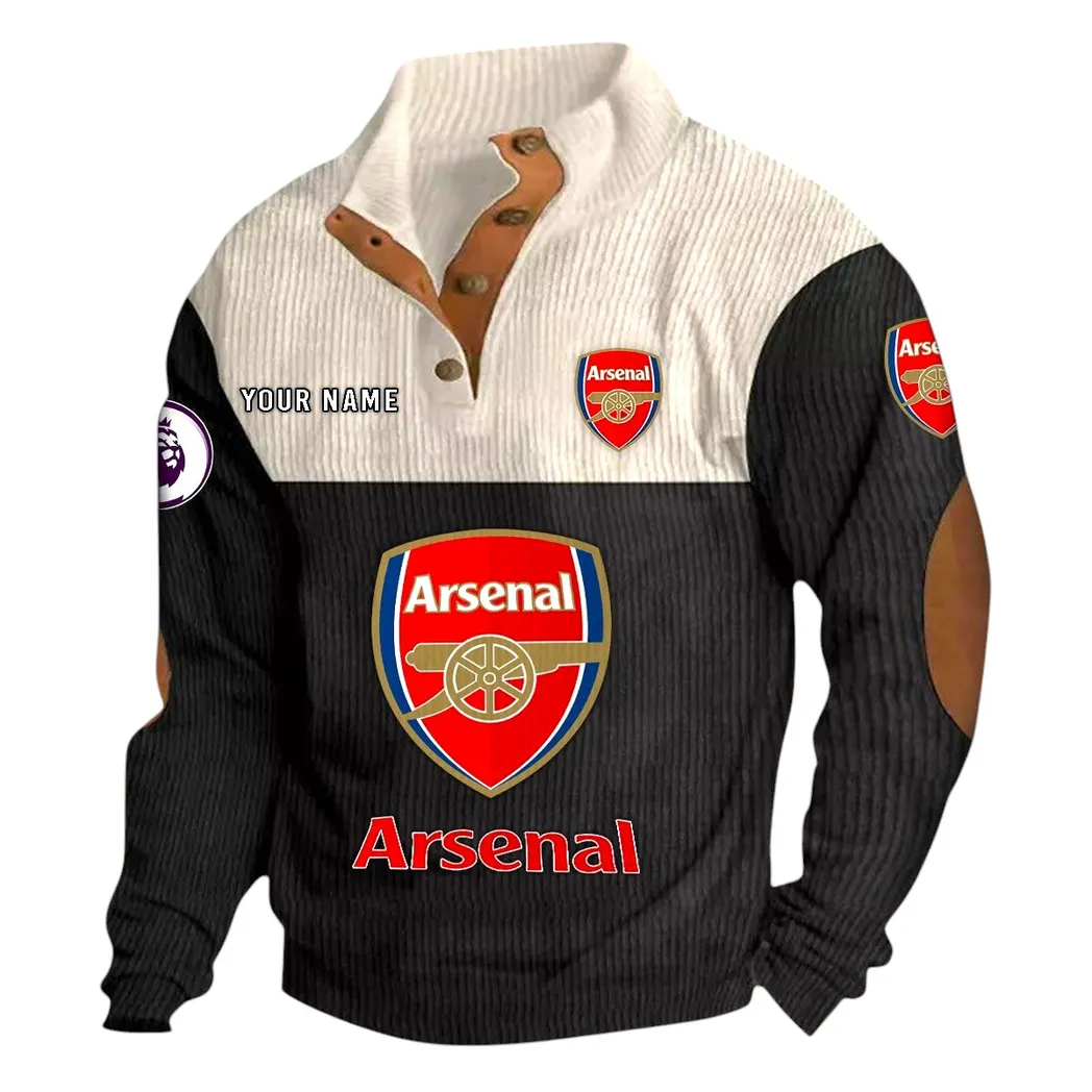 Arsenal EPL Stand Up Collar Base Shirt SPO0820001, Gift For Fan Arsenal - Black