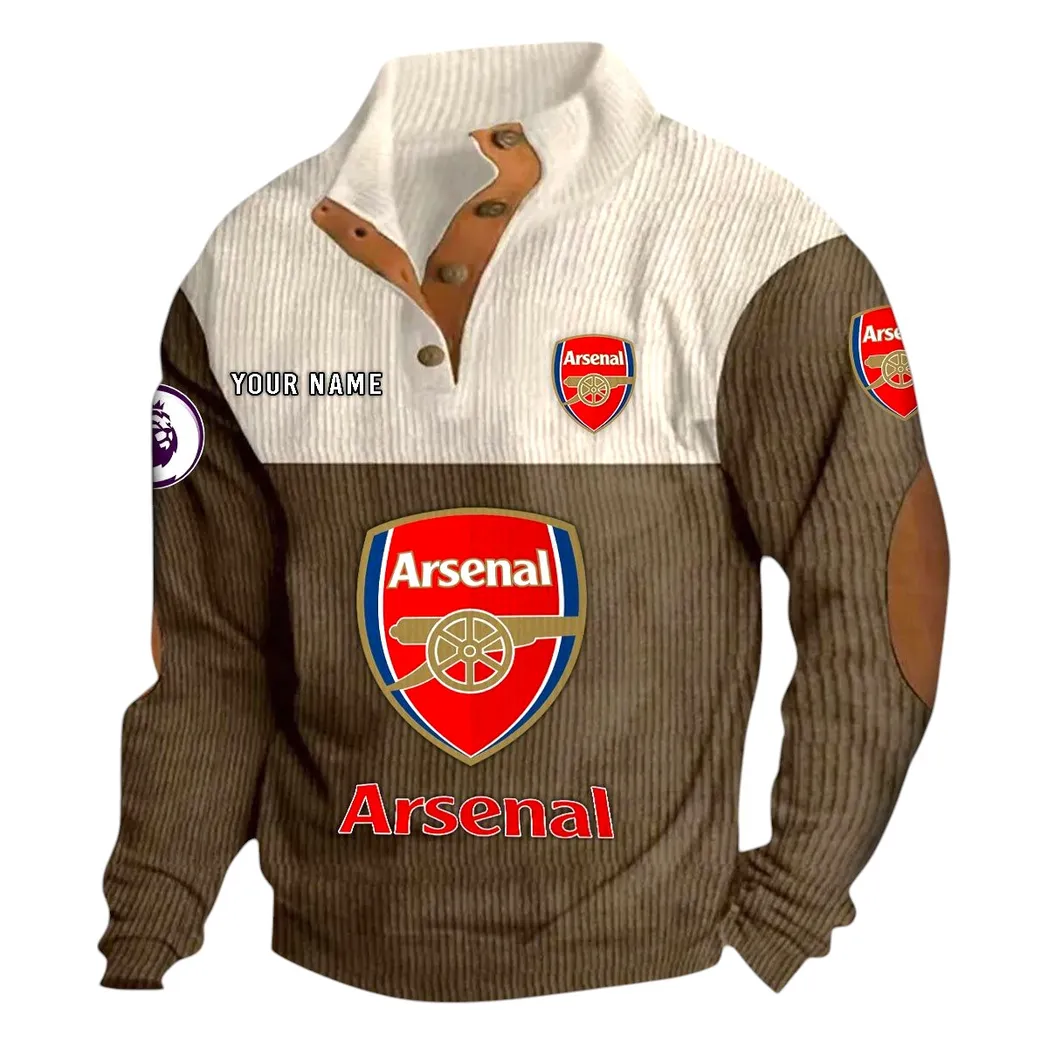 Arsenal EPL Stand Up Collar Base Shirt SPO0820001, Gift For Fan Arsenal - Brown