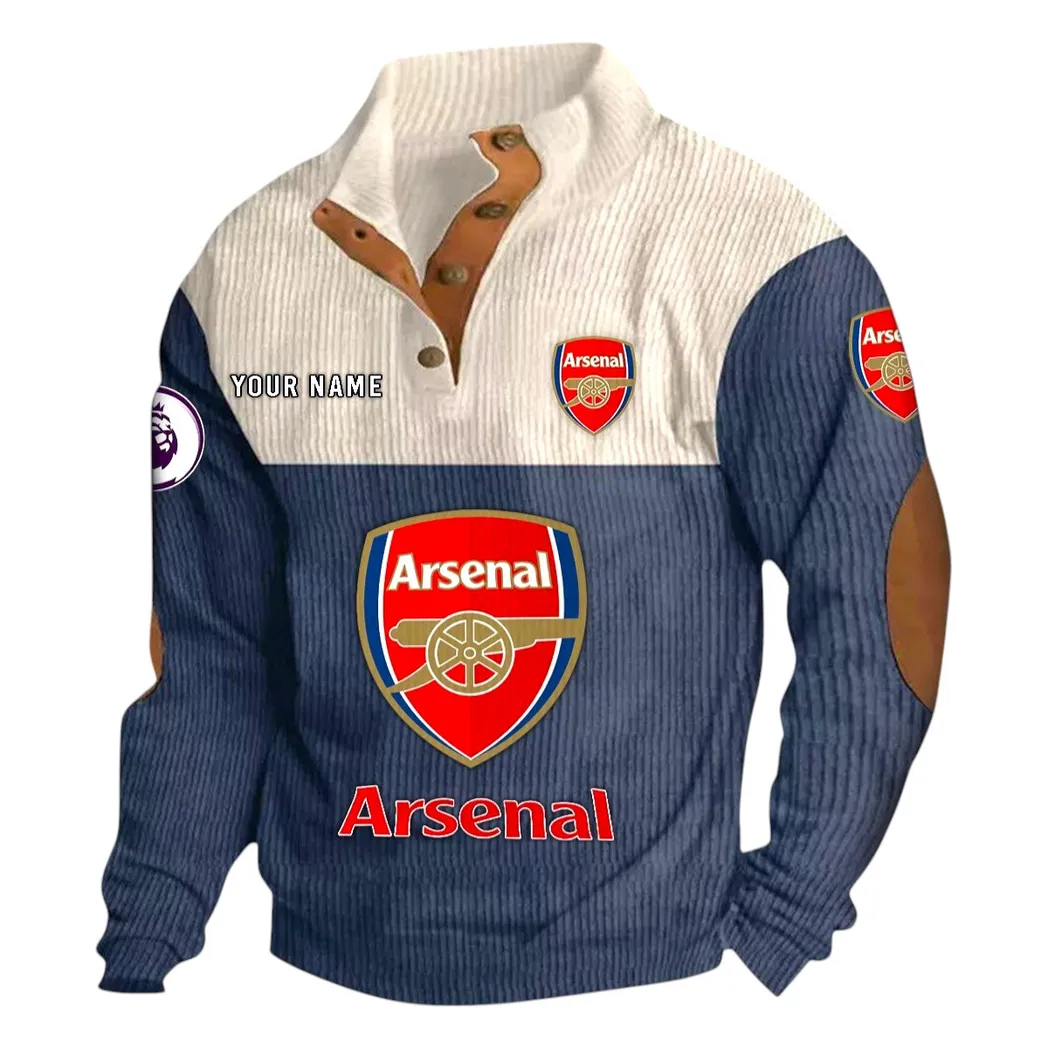 Arsenal EPL Stand Up Collar Base Shirt SPO0820001, Gift For Fan Arsenal - Navy