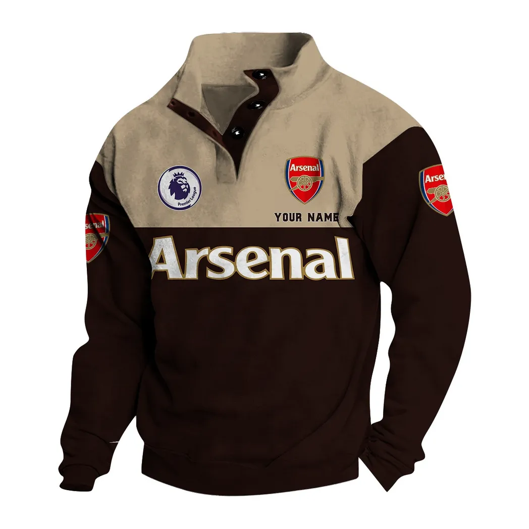 Arsenal EPL Stand Up Collar Base Shirt SPO0920002, Gift For Fan Arsenal - Black