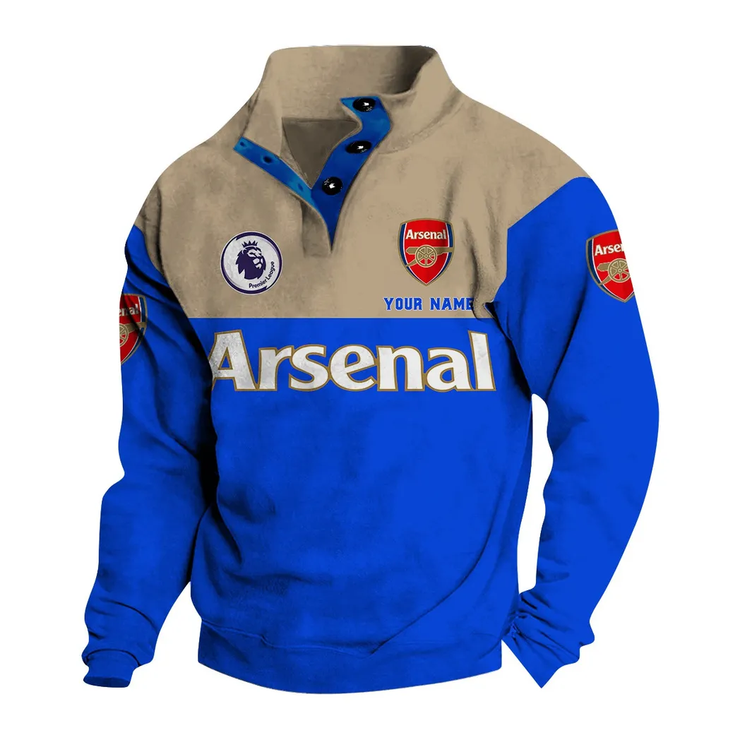 Arsenal EPL Stand Up Collar Base Shirt SPO0920002, Gift For Fan Arsenal - Blue