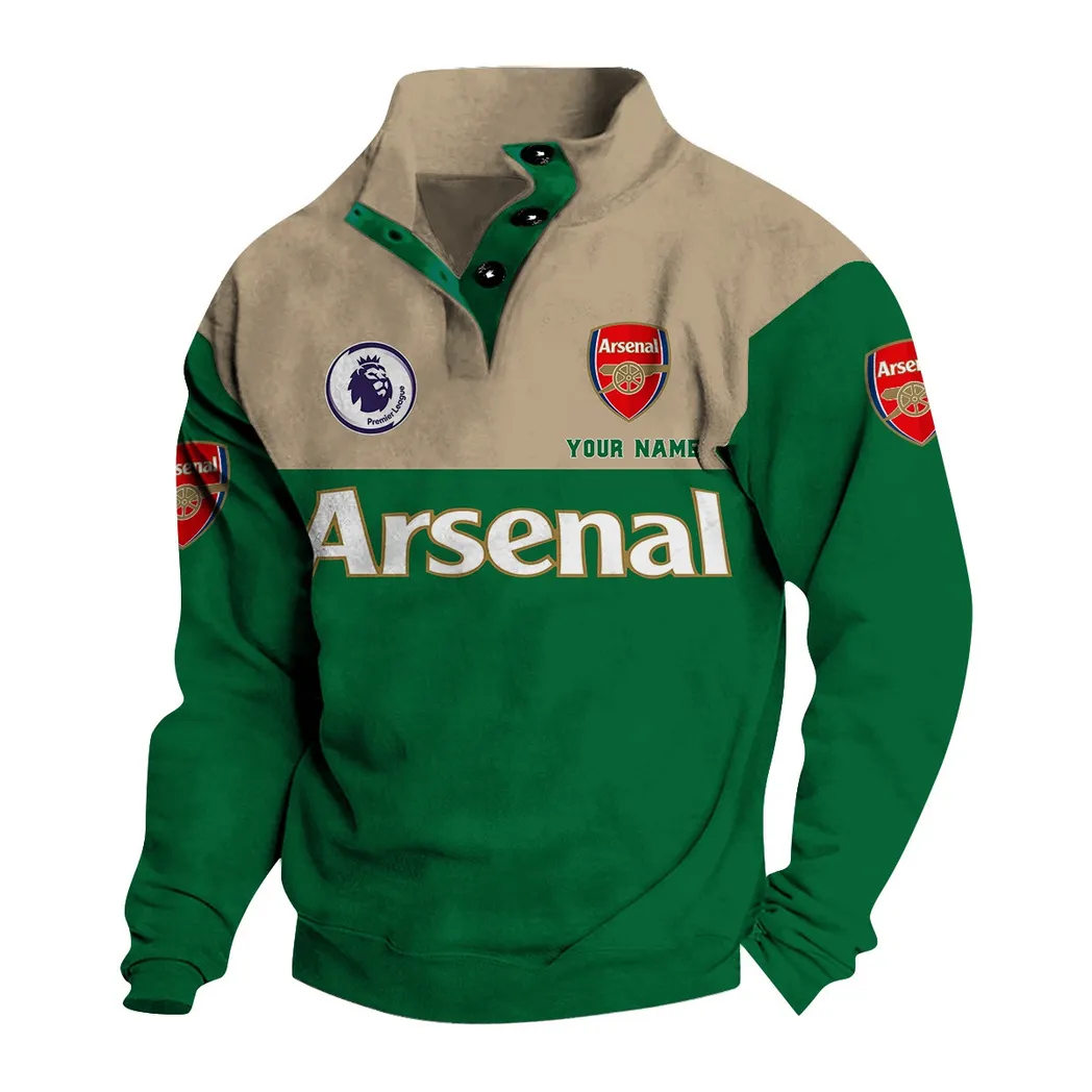 Arsenal EPL Stand Up Collar Base Shirt SPO0920002, Gift For Fan Arsenal - Green