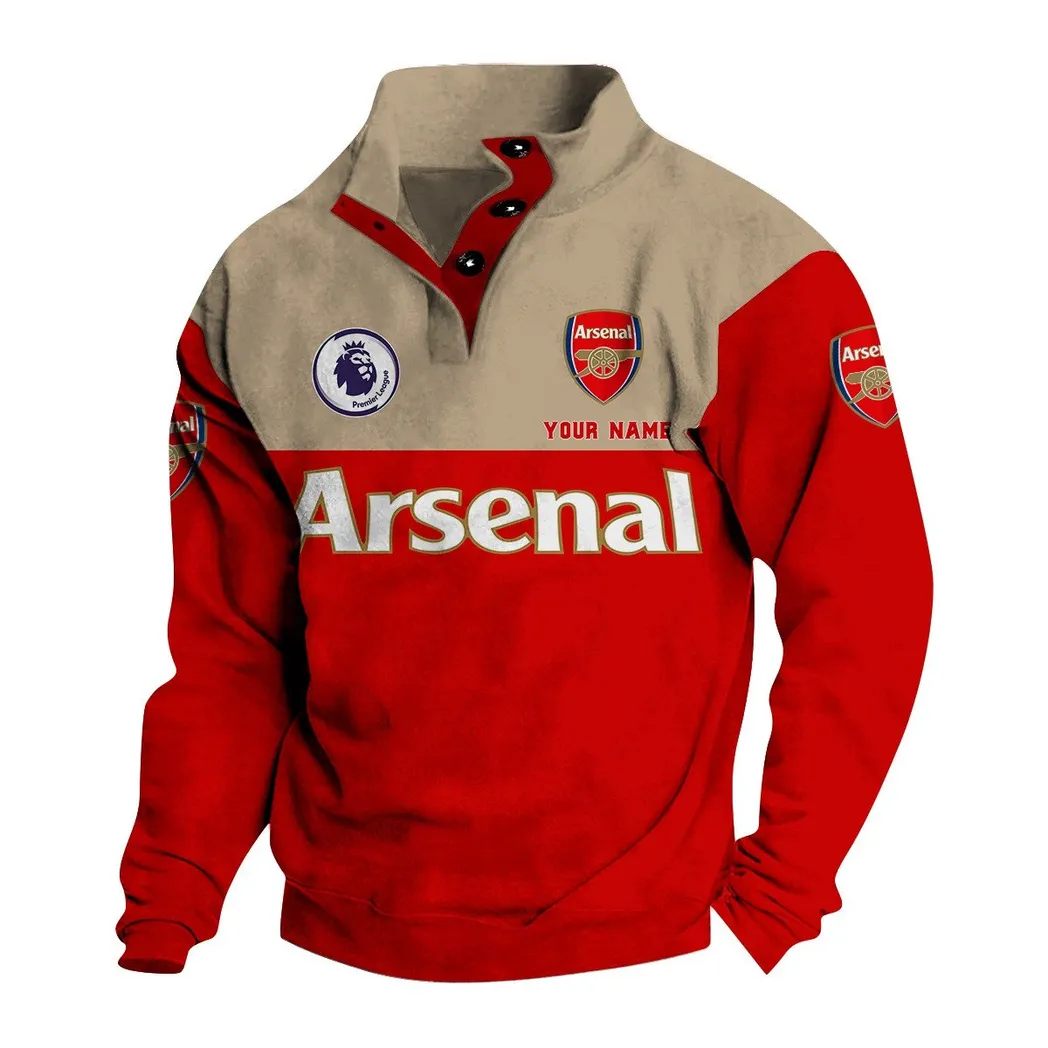 Arsenal EPL Stand Up Collar Base Shirt SPO0920002, Gift For Fan Arsenal - Red
