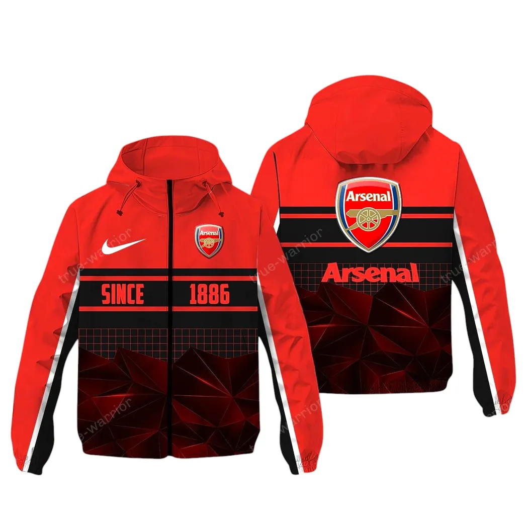 Arsenal EPL Windbreaker Jacket SPO0720001, Gift For Fan Arsenal - Red