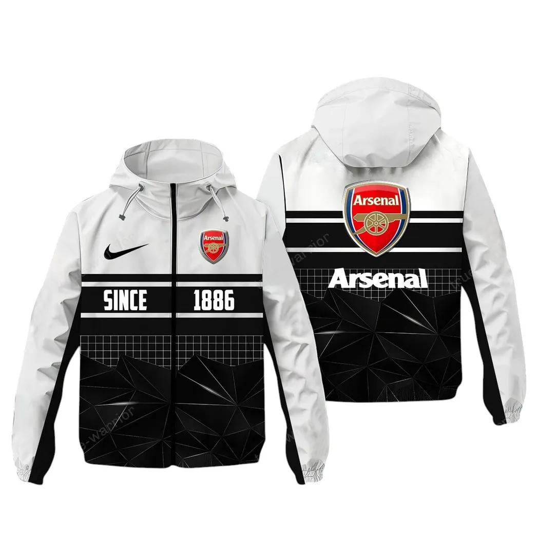 Arsenal EPL Windbreaker Jacket SPO0720001, Gift For Fan Arsenal - White