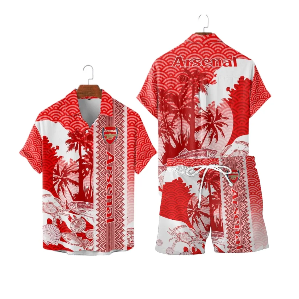 Arsenal F.C. Hawaiian Shirt Set For Men, All Over Print Hawaiian Shirt Set Arsenal F.C. EPL0104212518