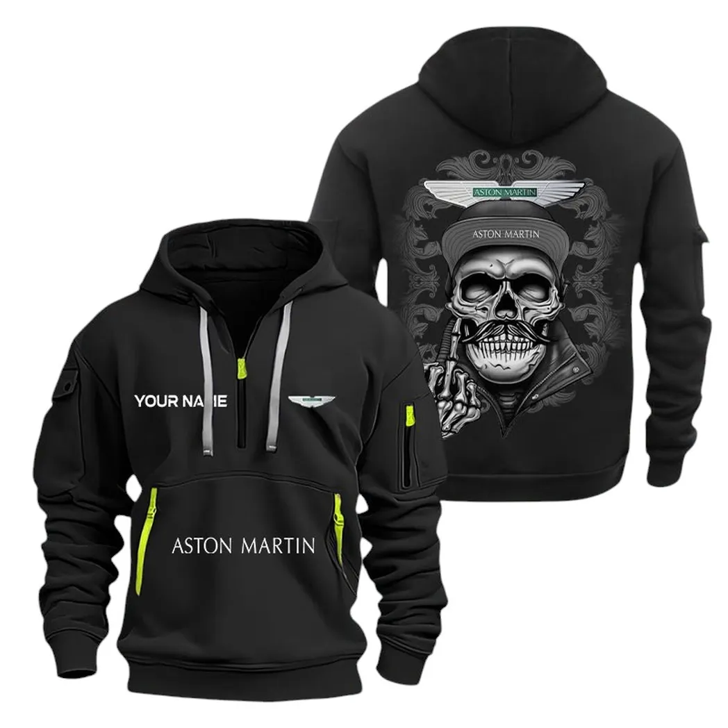 Aston Martin Half Zip Hoodie For Men, Gift For Aston Martin Fan CAR166022625121 - Black