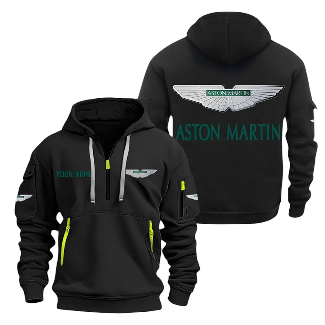 Aston Martin Half Zip Hoodie For Men, Gift For Aston Martin Lovers CAR20022125739 - Black