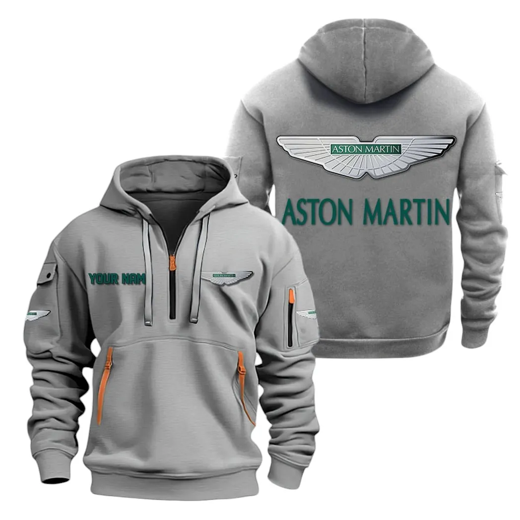 Aston Martin Half Zip Hoodie For Men, Gift For Aston Martin Lovers CAR20022125739 - Gray