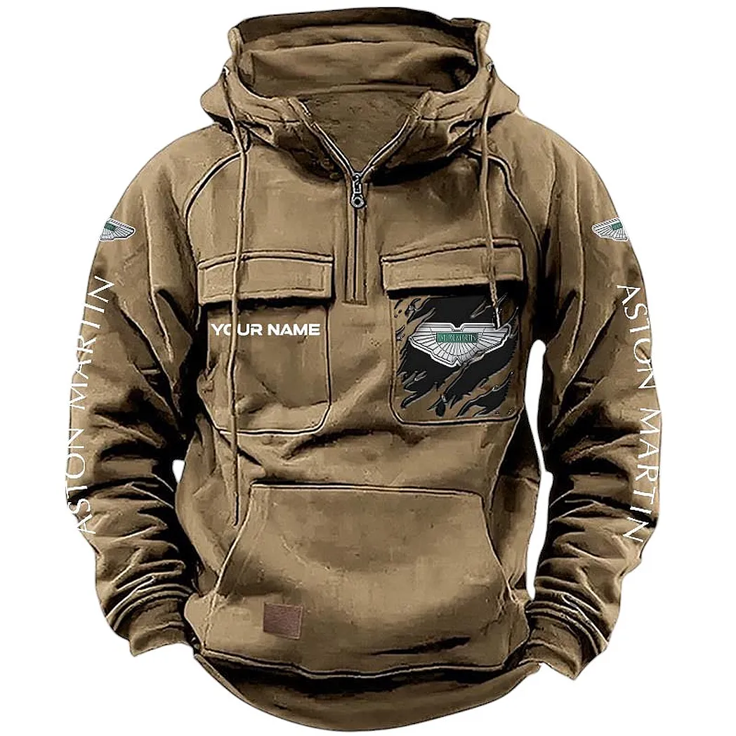 Aston Martin Hoodie Tactical Quarter Zip, Gift For Aston Martin Lovers CAR164022425149 - Khaki