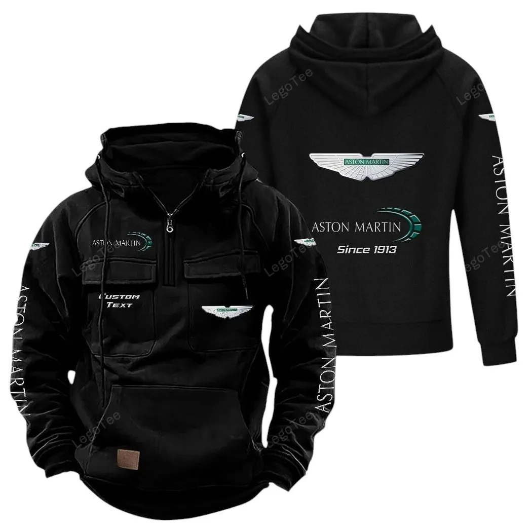 Aston Martin Tactical Quarter Zip Hoodie, Gift For Aston Martin Lovers, Gift For Him, Husband, Boyfriend - Black CAR96021425740-2
