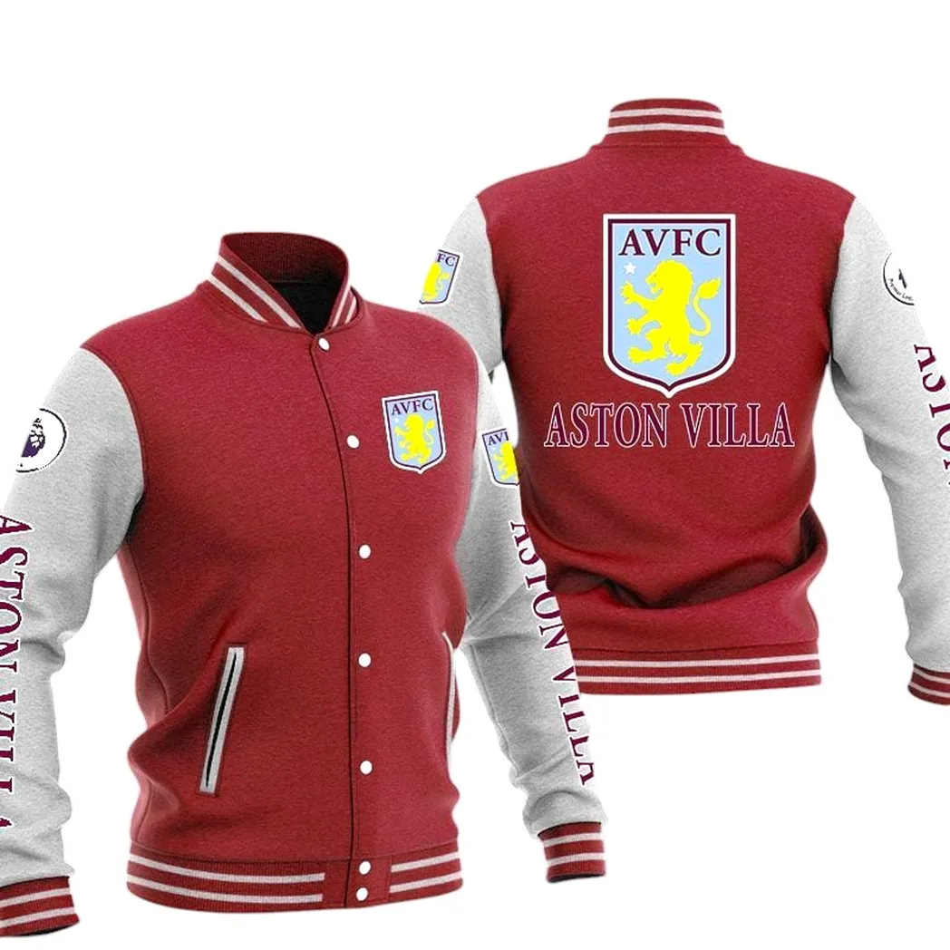 Aston Villa EPL Baseball Jacket SPO1320001, Gift For Fan Aston Villa - Burgundy
