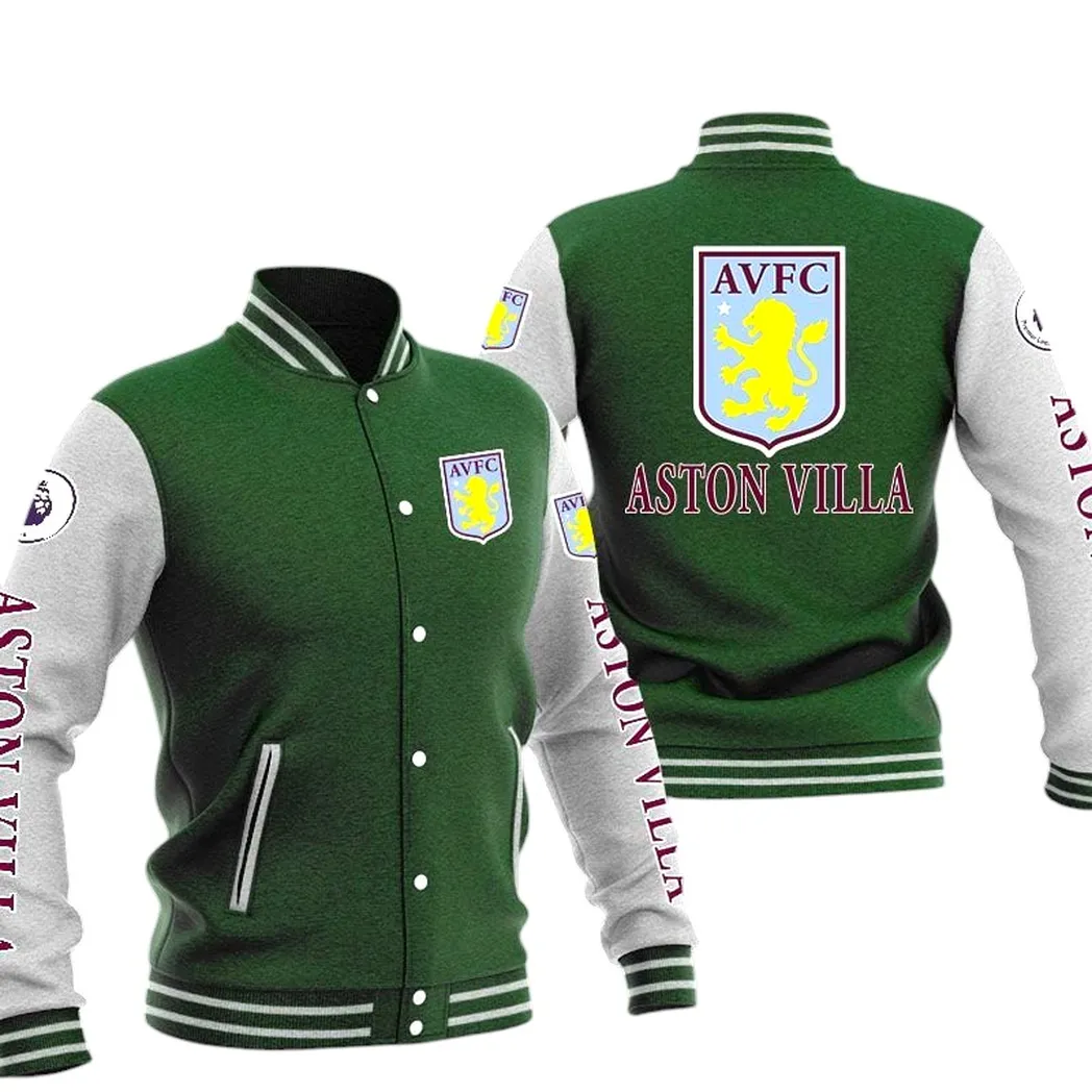 Aston Villa EPL Baseball Jacket SPO1320001, Gift For Fan Aston Villa - Green