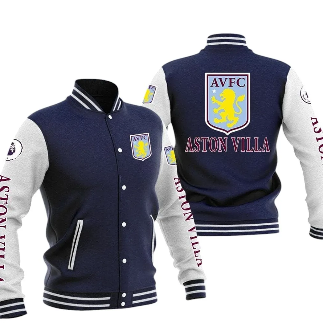 Aston Villa EPL Baseball Jacket SPO1320001, Gift For Fan Aston Villa - Navy