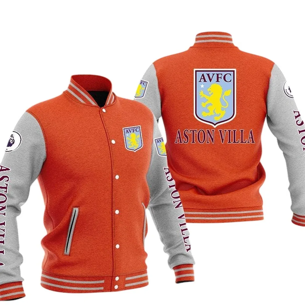 Aston Villa EPL Baseball Jacket SPO1320001, Gift For Fan Aston Villa - Orange