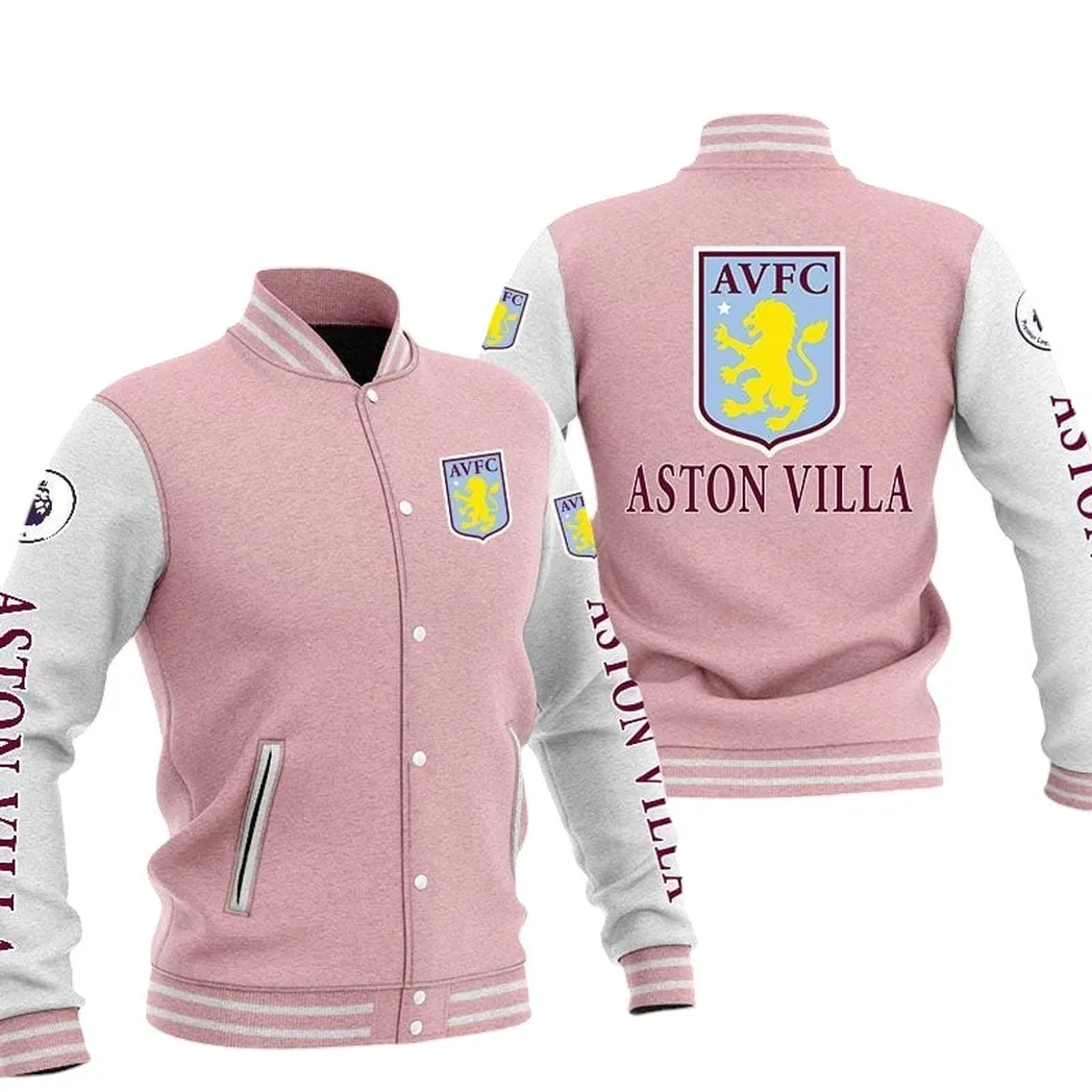 Aston Villa EPL Baseball Jacket SPO1320001, Gift For Fan Aston Villa - Pink