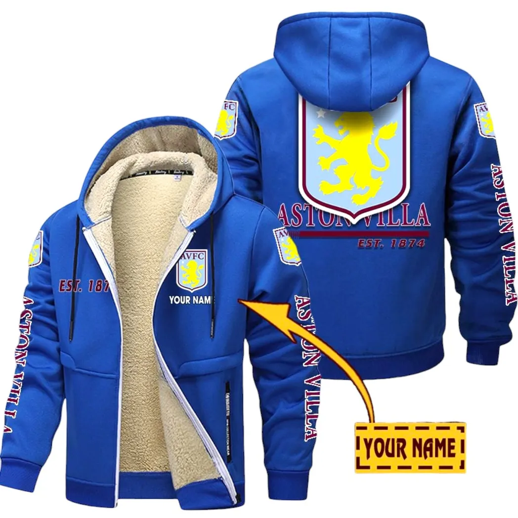 Aston Villa EPL Lamb Fleece Thick Coat SPO0520004, Gift For Fan Aston Villa - Blue