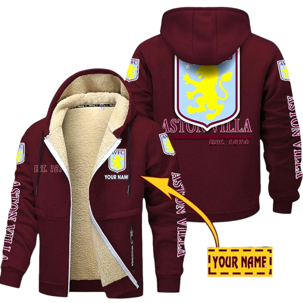 Aston Villa EPL Lamb Fleece Thick Coat SPO0520004, Gift For Fan Aston Villa - Burgundy