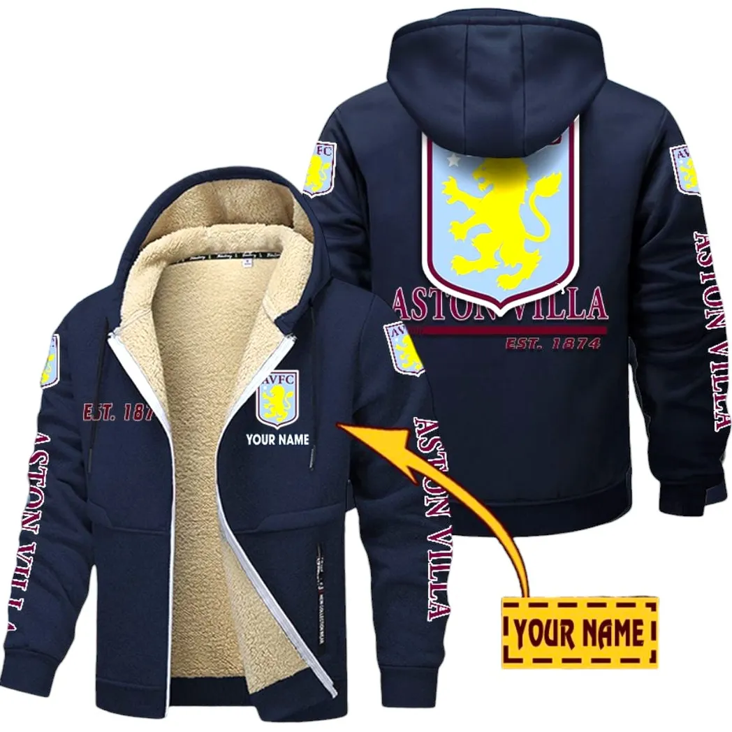 Aston Villa EPL Lamb Fleece Thick Coat SPO0520004, Gift For Fan Aston Villa - Navy