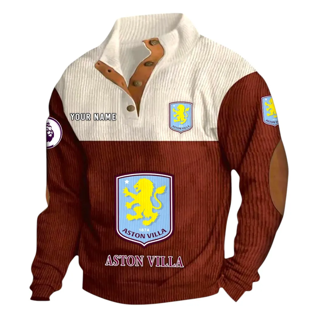 Aston Villa EPL Stand Up Collar Base Shirt SPO0820004, Gift For Fan Aston Villa - Burgundy