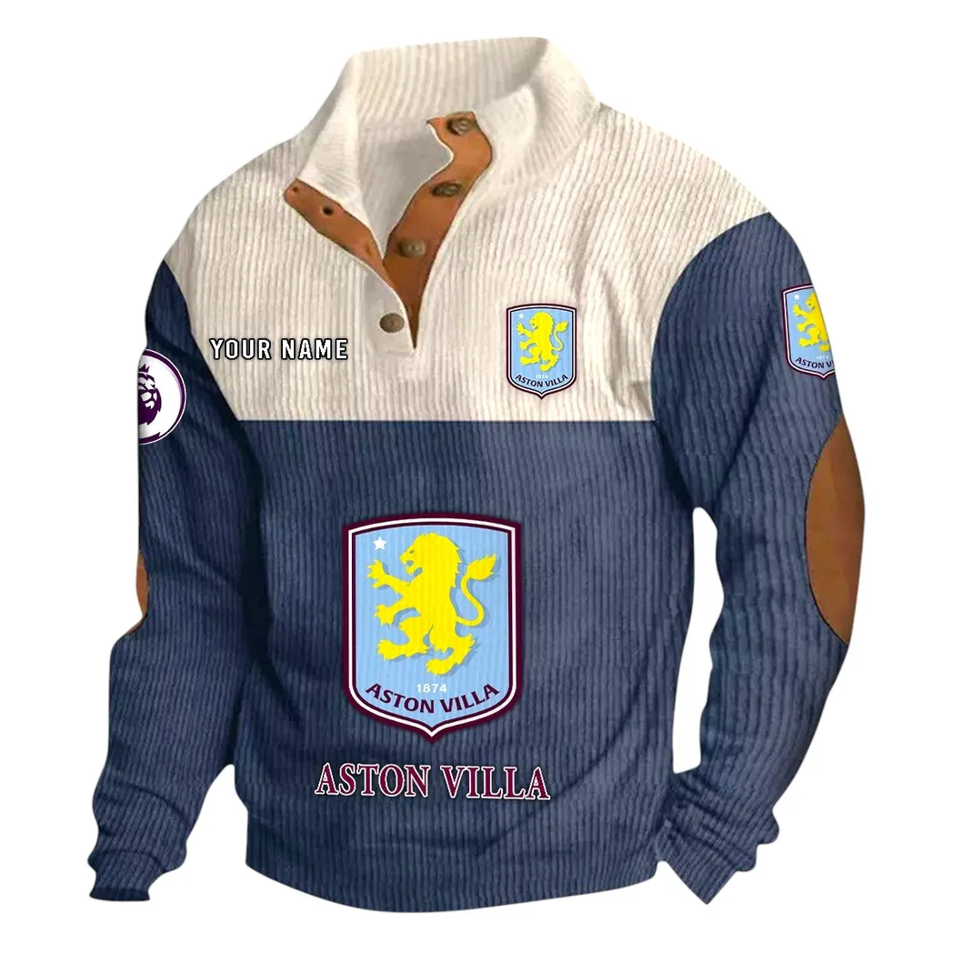 Aston Villa EPL Stand Up Collar Base Shirt SPO0820004, Gift For Fan Aston Villa - Navy