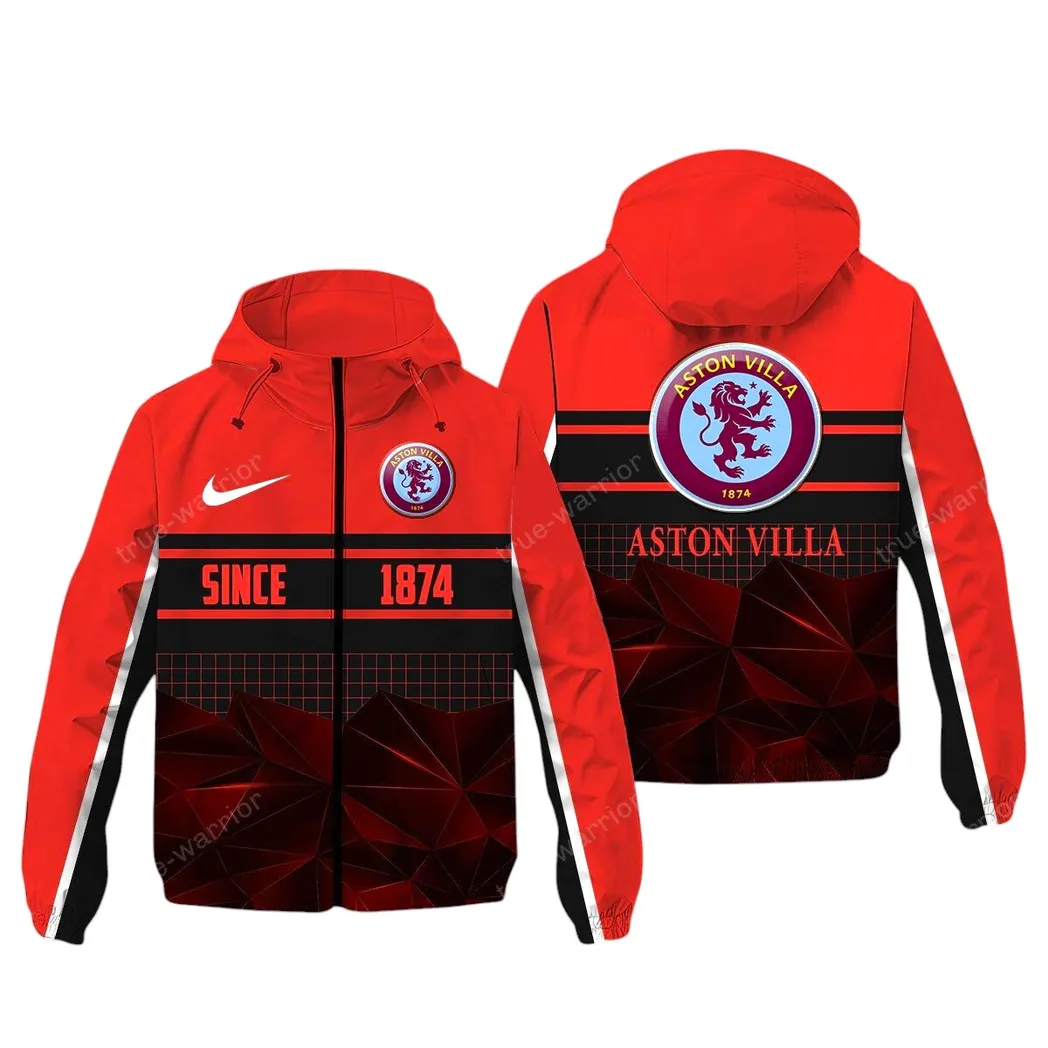 Aston Villa EPL Windbreaker Jacket SPO0720002, Gift For Fan Aston Villa - Red