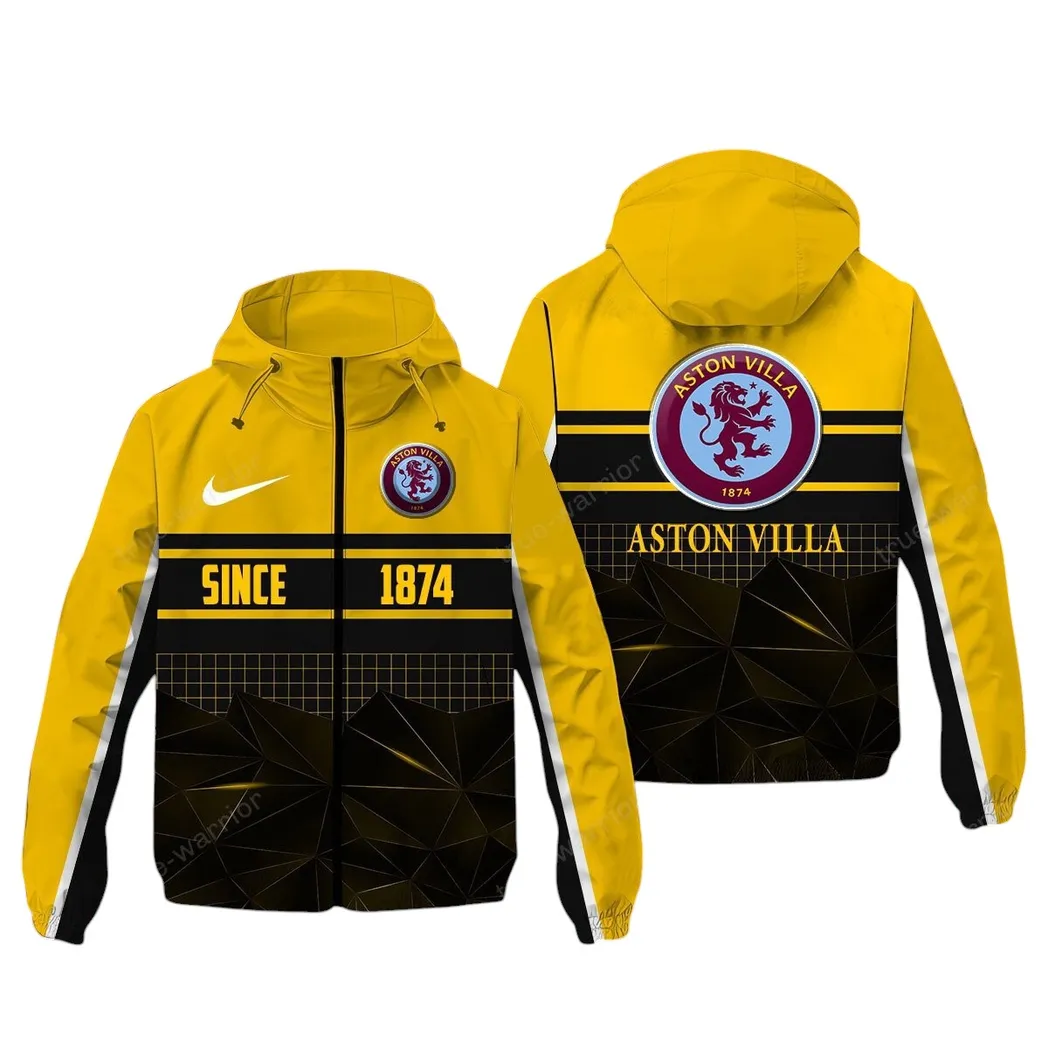 Aston Villa EPL Windbreaker Jacket SPO0720002, Gift For Fan Aston Villa - Yellow