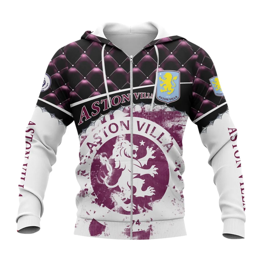 Aston Villa EPL Zipper Hoodie SPO1319002-4, Gift For Fan Aston Villa-Zipper Hoodie