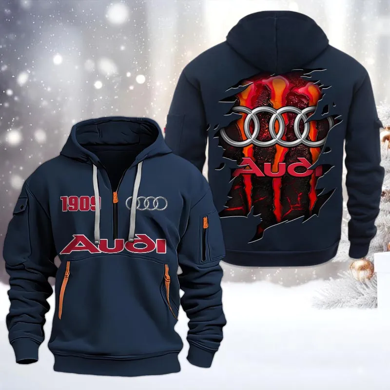 Audi Half Zip Hoodie, All Over Print Half Zip Hoodies For Men CAR198032792 - Navy