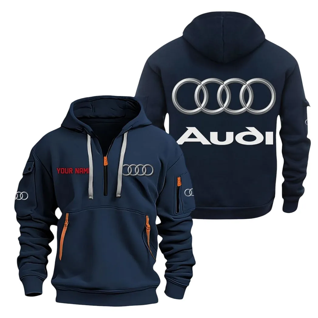 Audi Half Zip Hoodie For Men, Gift For Audi Lovers CAR20022125667 - Navy