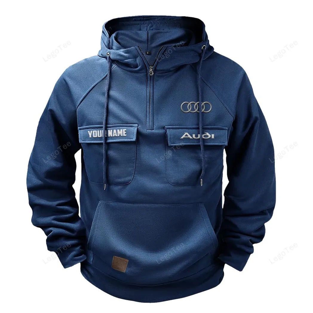 Audi Tactical Quarter Zip Hoodie, Gift For Audi Lovers, Gift For Him, Husband, Boyfriend - Dark Blue CAR109021425335-3