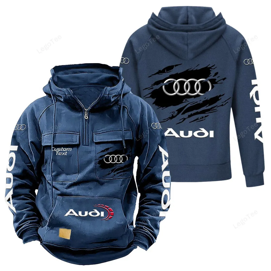 Audi Tactical Quarter Zip Hoodie, Gift For Audi Lovers, Gift For Him, Husband, Boyfriend - Dark Blue CAR122021425003-3