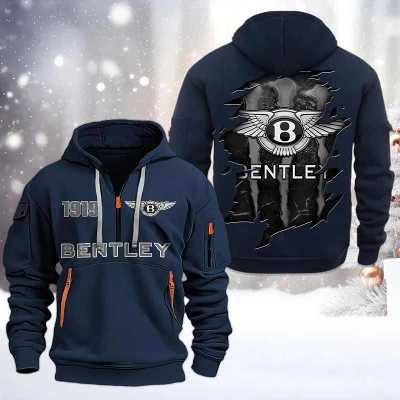 Bentley Half Zip Hoodie, All Over Print Half Zip Hoodies For Men CAR198032794 - Navy