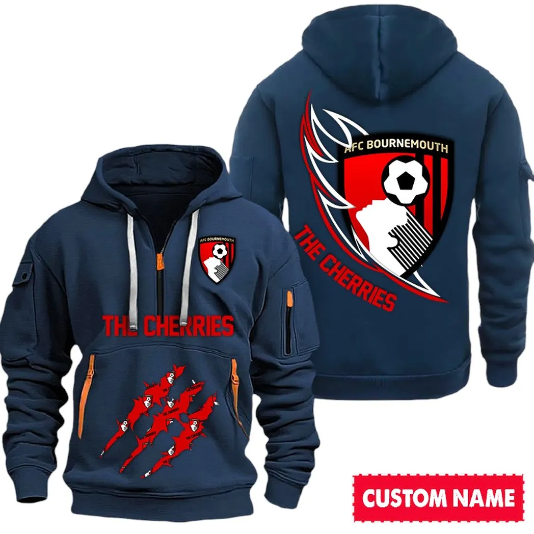 Bournemouth EPL Hoodie Half Zipp SPO0120003, Gift For Fan Bournemouth - Navy