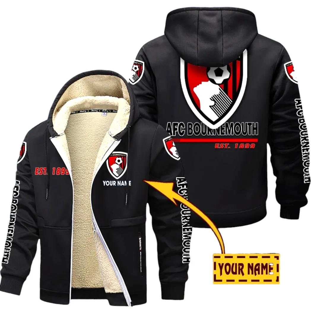 Bournemouth EPL Lamb Fleece Thick Coat SPO0520016, Gift For Fan Bournemouth - Black