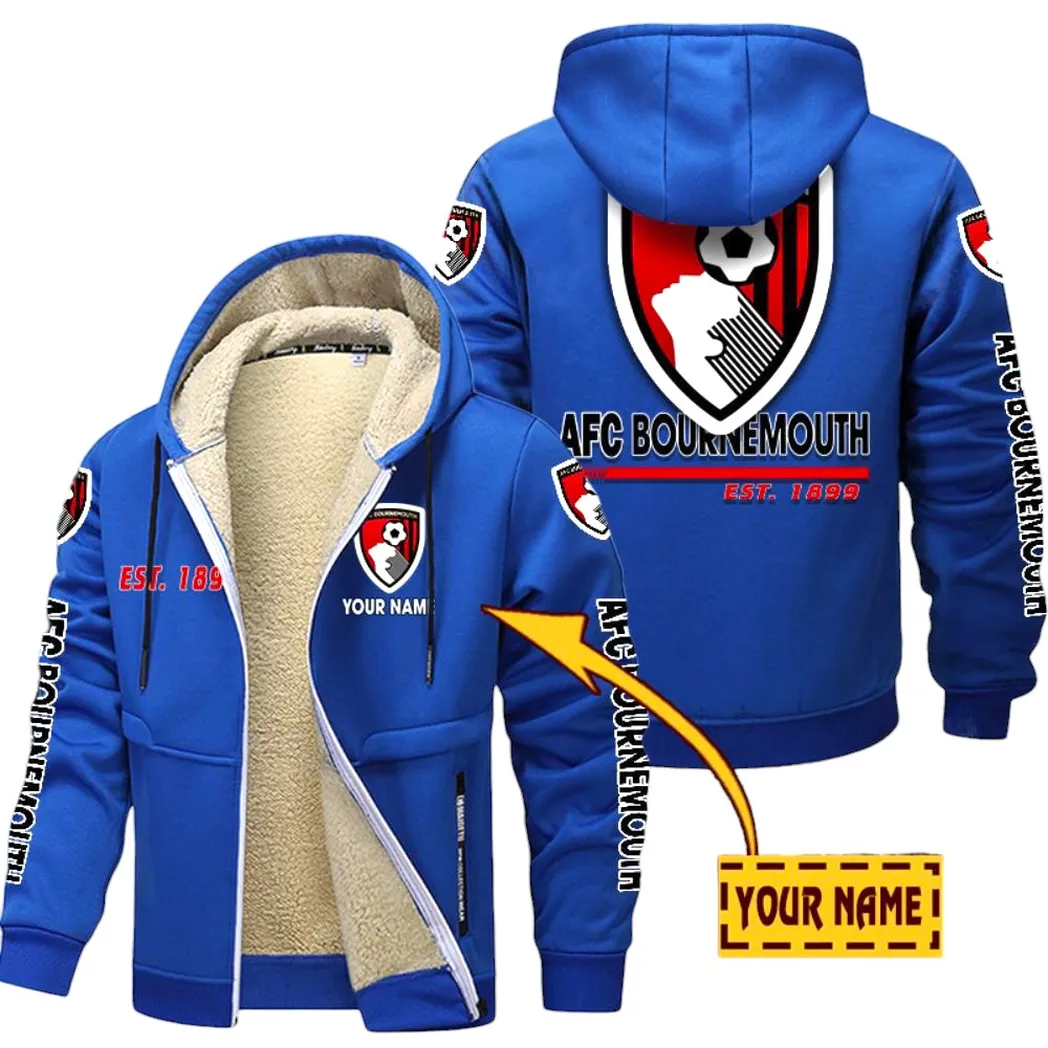 Bournemouth EPL Lamb Fleece Thick Coat SPO0520016, Gift For Fan Bournemouth - Blue