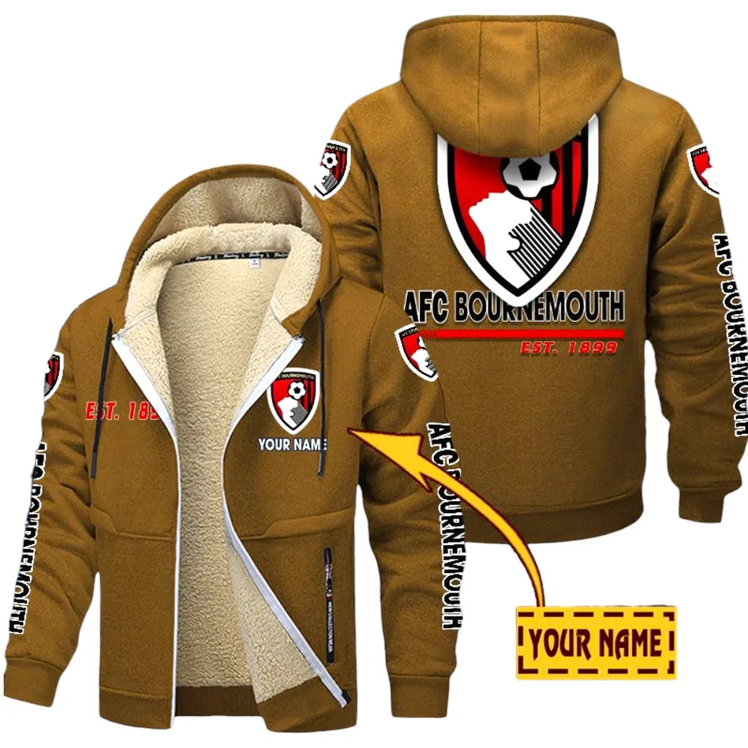 Bournemouth EPL Lamb Fleece Thick Coat SPO0520016, Gift For Fan Bournemouth - Brown