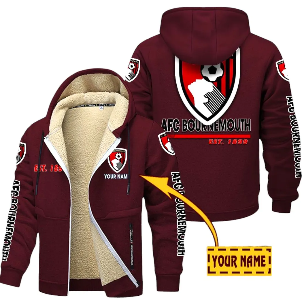 Bournemouth EPL Lamb Fleece Thick Coat SPO0520016, Gift For Fan Bournemouth - Burgundy
