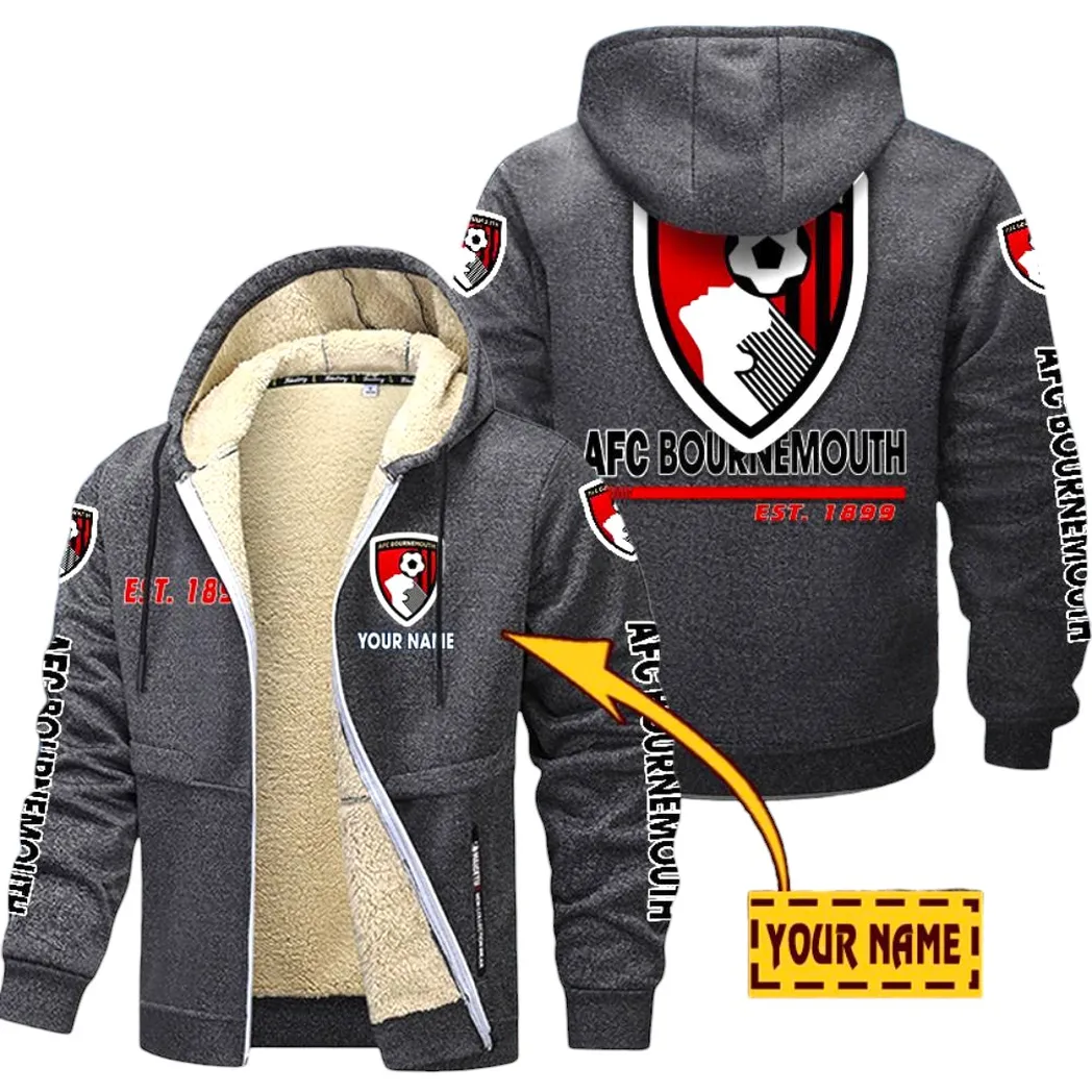 Bournemouth EPL Lamb Fleece Thick Coat SPO0520016, Gift For Fan Bournemouth - Dark Gray