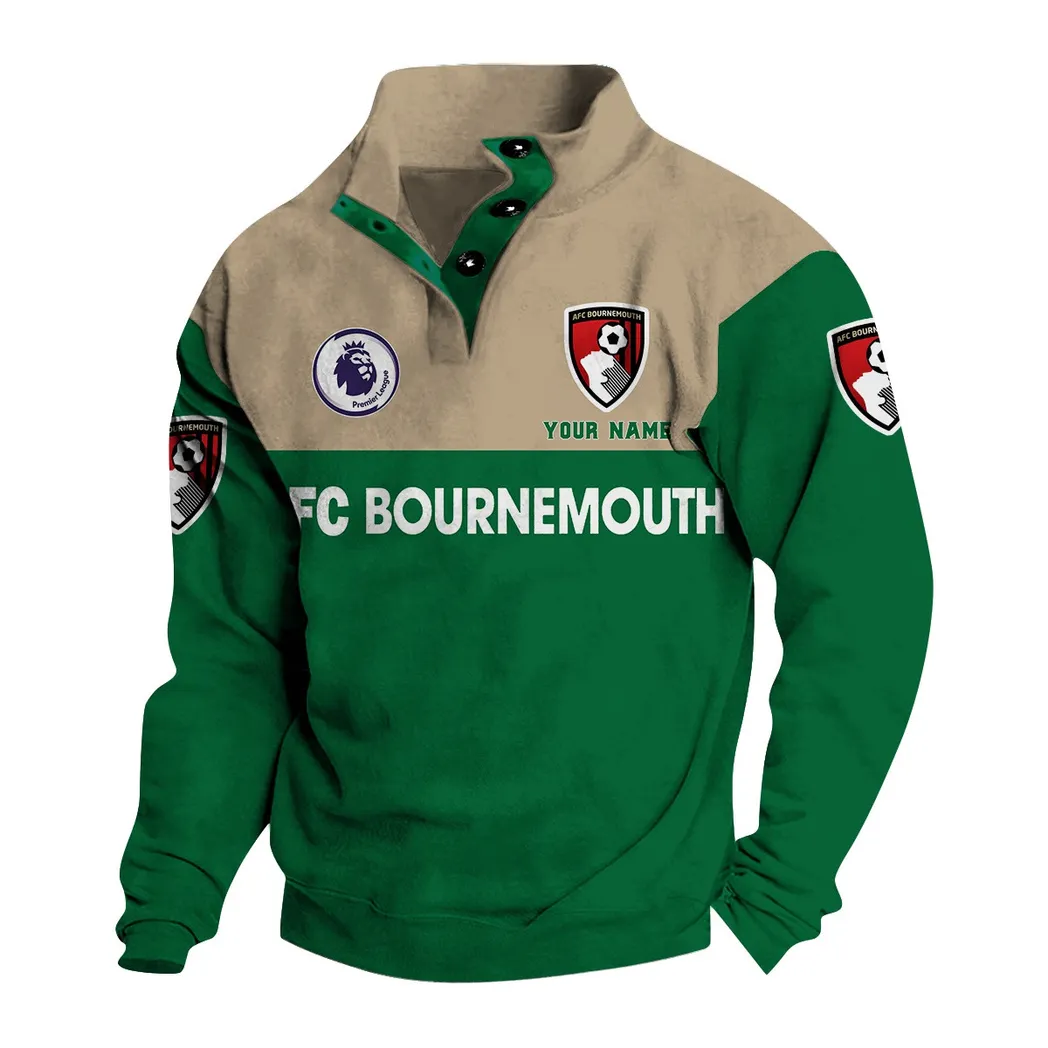 Bournemouth EPL Stand Up Collar Base Shirt SPO0920004, Gift For Fan Bournemouth - Green