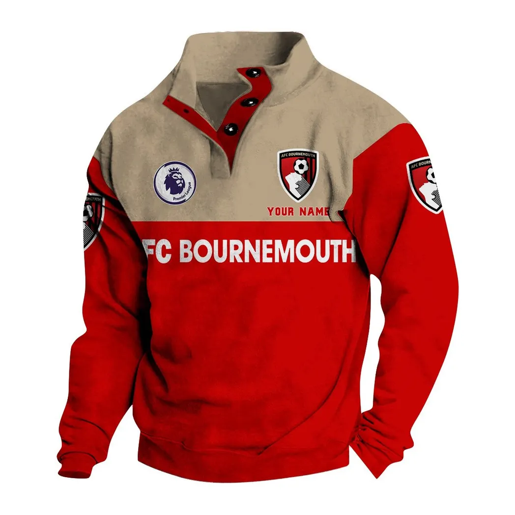 Bournemouth EPL Stand Up Collar Base Shirt SPO0920004, Gift For Fan Bournemouth - Red