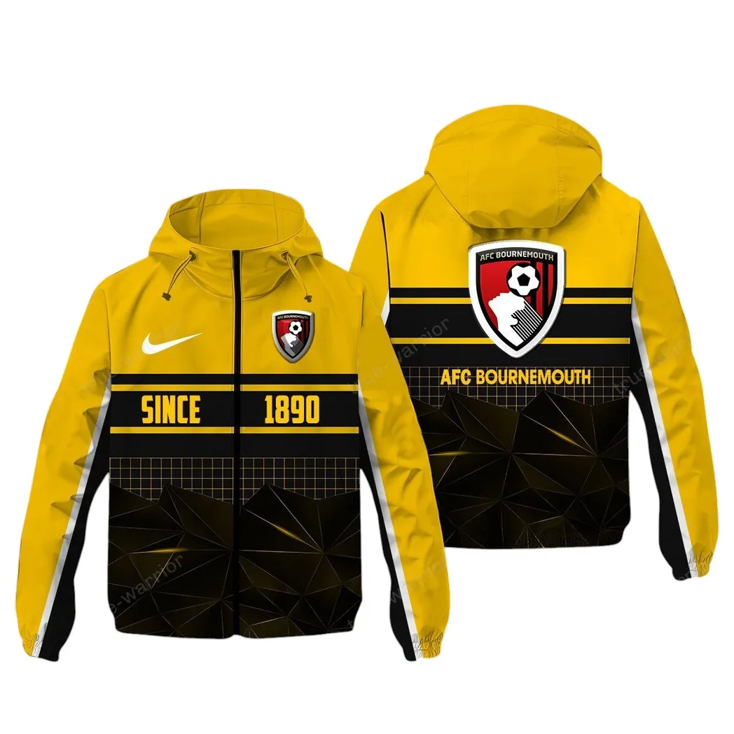 Bournemouth EPL Windbreaker Jacket SPO0720003, Gift For Fan Bournemouth - Yellow